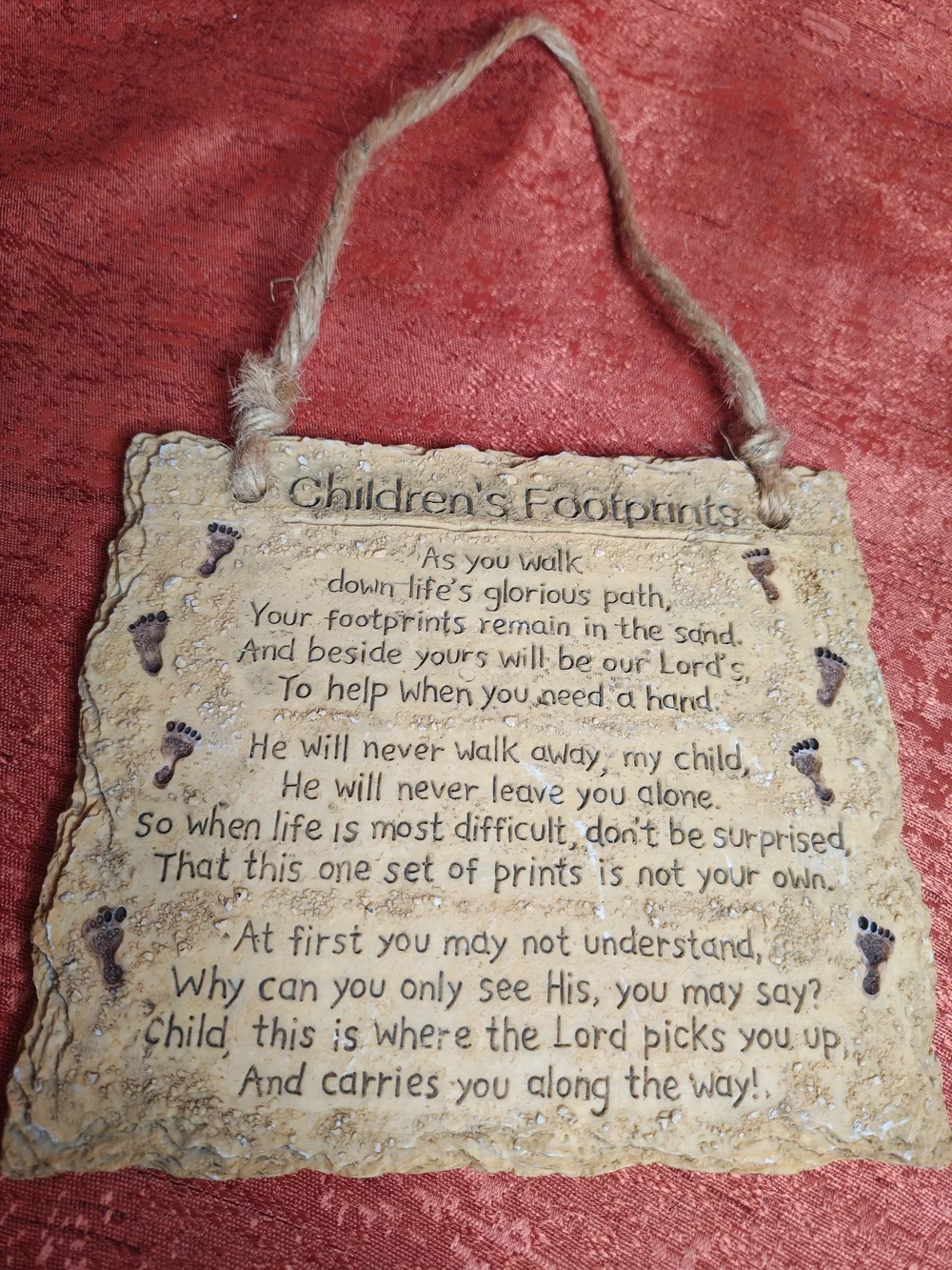 Children's Footprints Wall Plaque - Brown